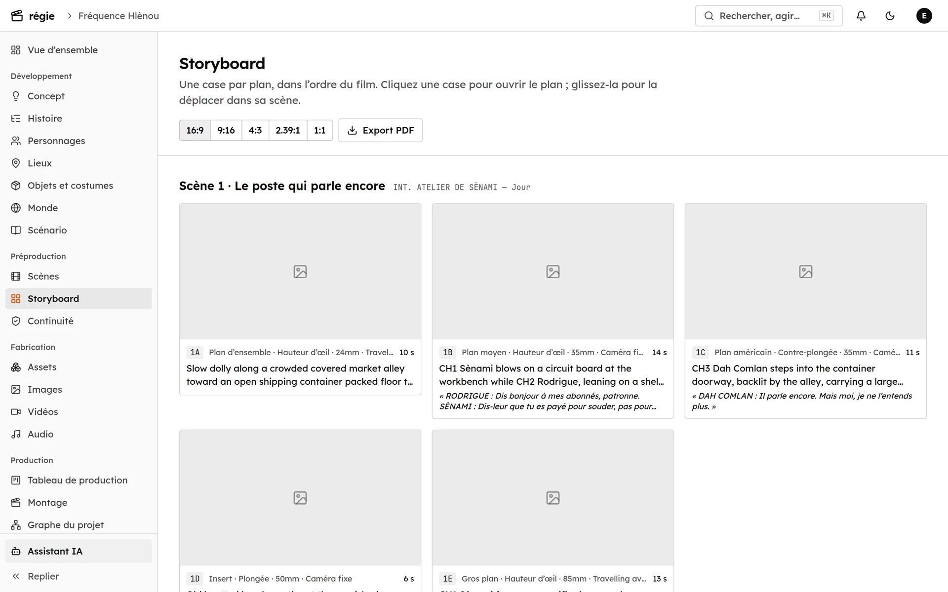 Le storyboard, une case par plan